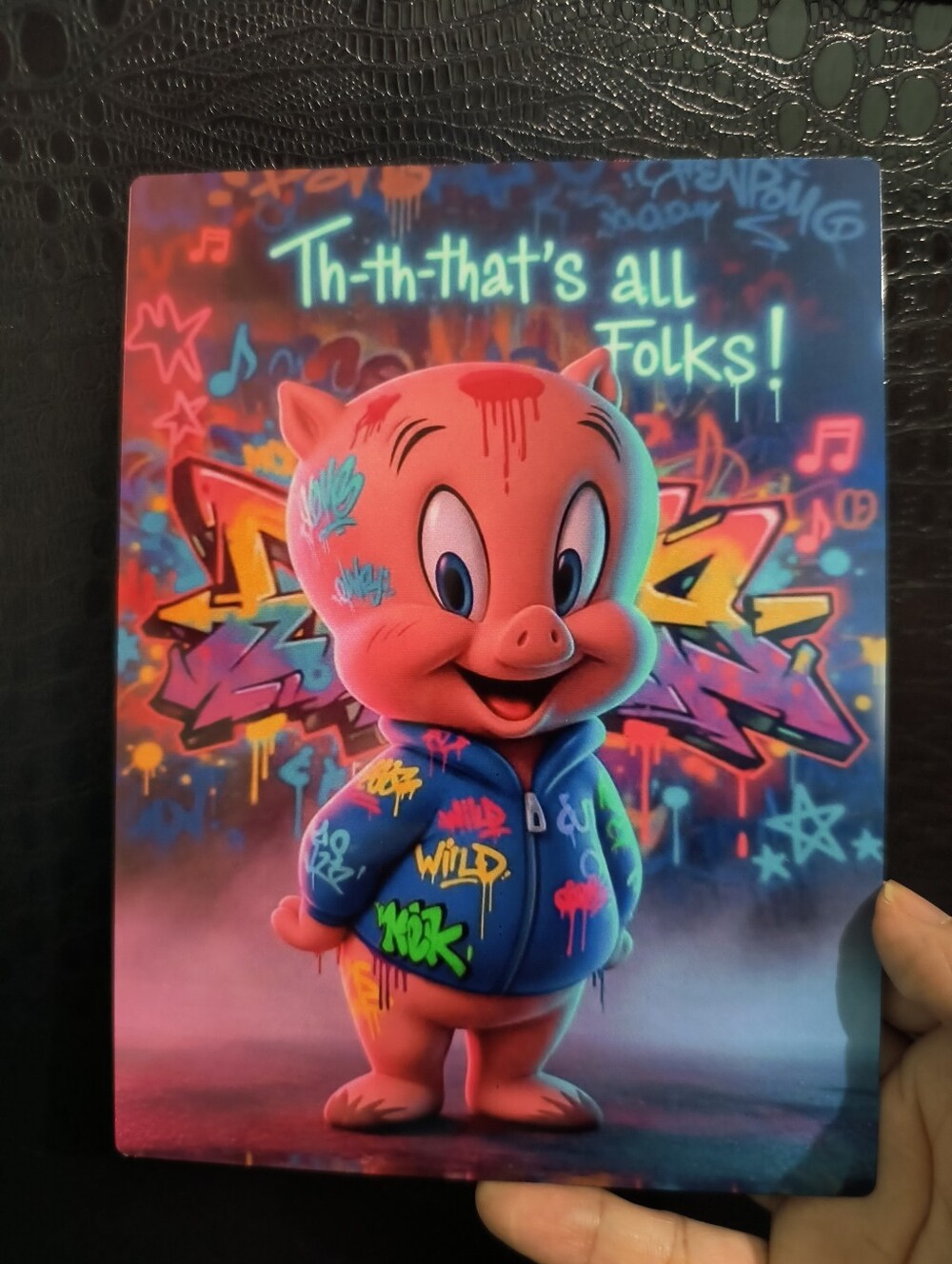 Th-th-That's All Folks! Pink Pig Graffiti Art Print